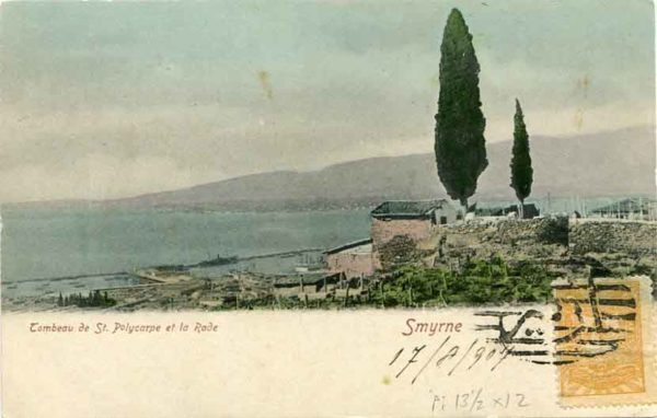 1907 Turkey Izmir Postcard 5pa 13 1/2x12