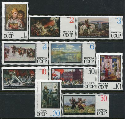1968 Russia Paintings in State Museum NHM set