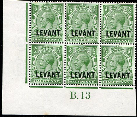 1911 British Levant 1/2 Control B13 NHM Block