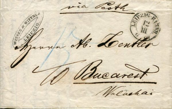 1863 Romania Commercial Entire from Leipzig