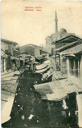 1913 Turkey Smyrna Bazaar Postcard