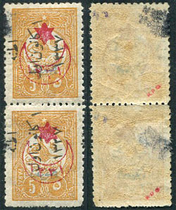 1921 Turkey Adana 5pa type II Error Pair