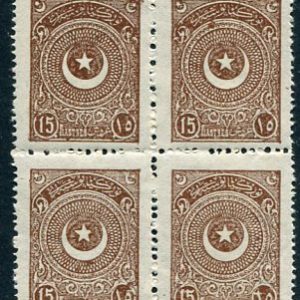 1923 Turkey Star&Crescent 15pi Block