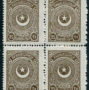 1923 Turkey Star&Crescent 25pi Block