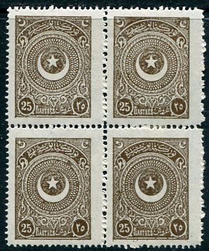 1923 Turkey Star&Crescent 25pi Block