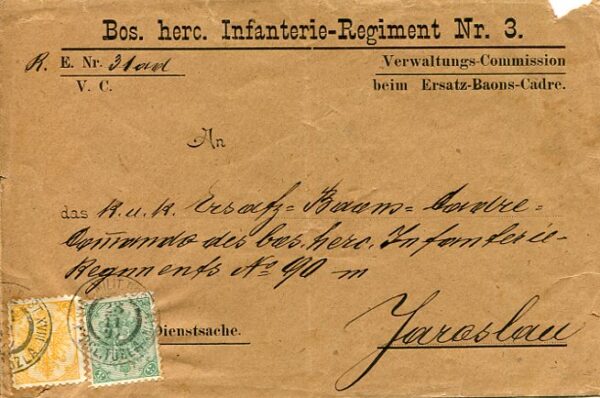 1897 Bosnia Tuzla Infantry Reg Cover to Poland