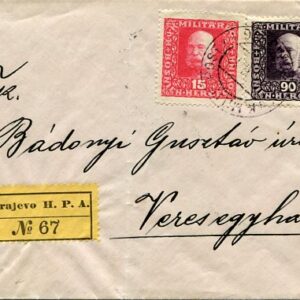 1917 Bosnia Registered Cover to Hungary
