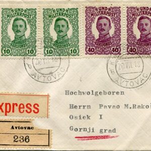 1918 Bosnia Avtovac Registered Express to Slovenia