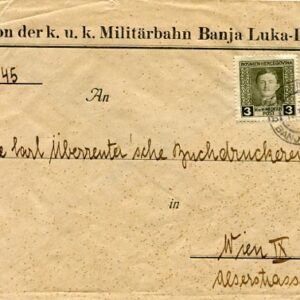 1918 Bosnia Banjaluka to Vienna Railway Cover