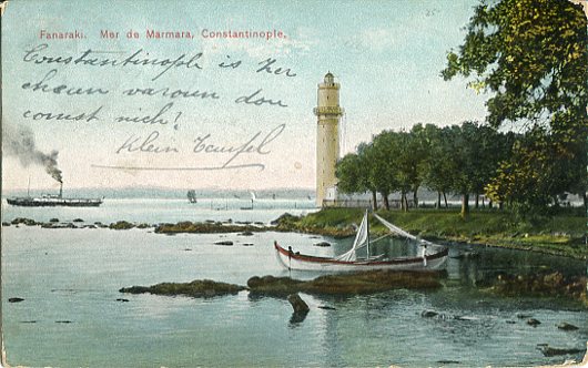 1910 Italian Levant Lighthouse Postcard to Germany