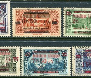 1928 Lebanon Surcharged Pictorials Used Set