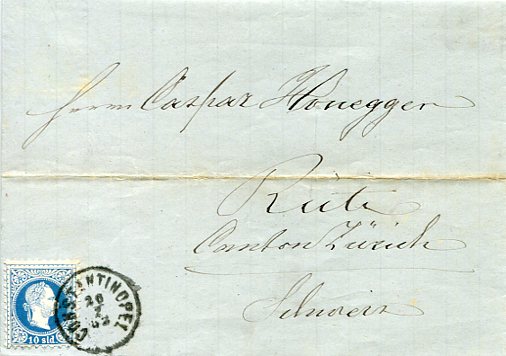 1883 Austrian Levant Istanbul to Switzerland