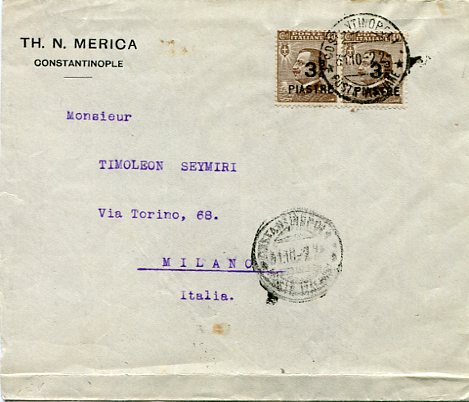 1922 Italian Levant Istanbul Commercial Cover