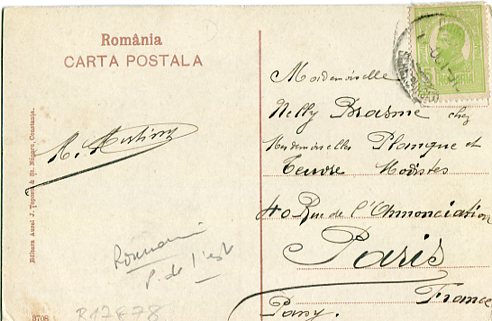 1910 Romania Techirghiol Postcard to France - Image 2