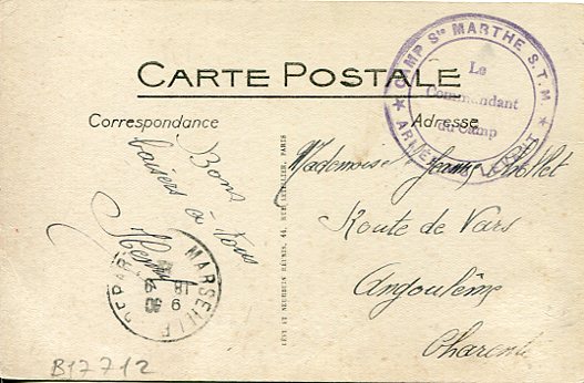 1922 French Levant Marseille Prison Card - Image 2