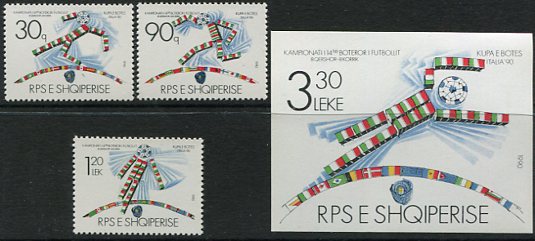 1990 Albania FIFA Football Italy NHM Set+Block