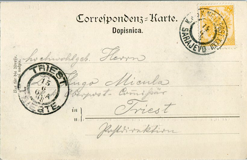 1898 Bosnia Austria Military Sarajevo to Trieste - Image 2