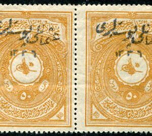 1920 Turkey 50pa Handstamped Pair