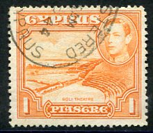 1944 Cyprus 1pi perf 13 1/2x12 Used