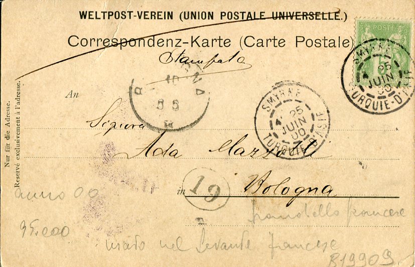 1900 French Levant Izmir Postcard - Image 2