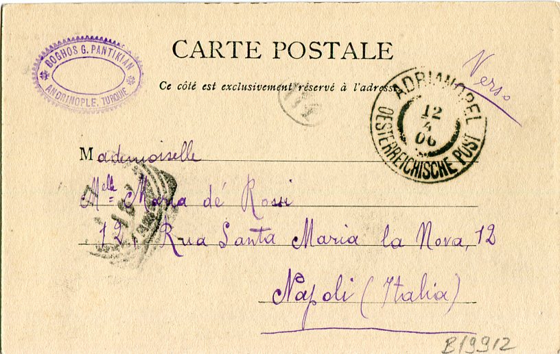 1906 Austria Levant Edirne Postcard - Image 2