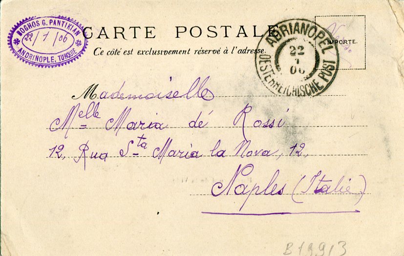 1906 Austria Levant Edirne Postcard - Image 2