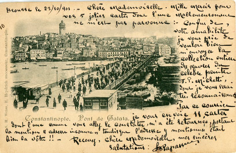 1901 Turkey Galata Bridge Armenian Merchant