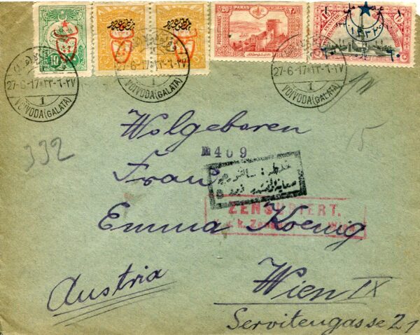 1917 Turkey Censored Cover to Austria