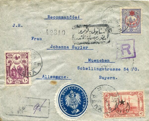 1917 Turkey Istanbul Censored Consulate to Munich