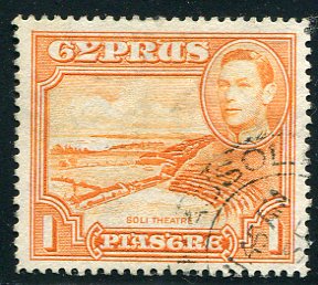 1944 Cyprus 1pi perf 13 1/2 x 12 1/2 Used