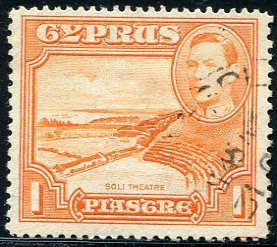 1944 Cyprus 1pi perf 13 1/2 x 12 1/2 Used