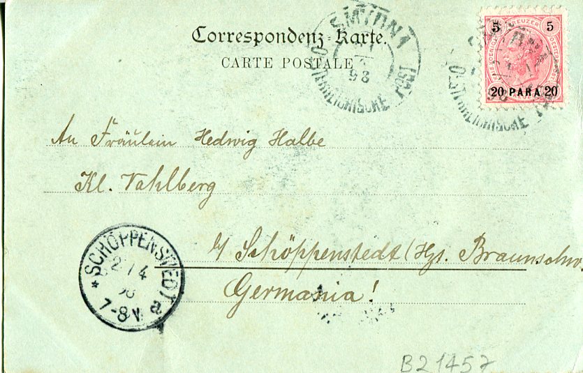 1898 Austria Levant Izmir Postcard - Image 2