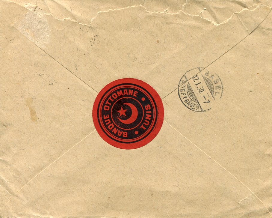 1930 Ottoman Bank Tunisia Cover and Label