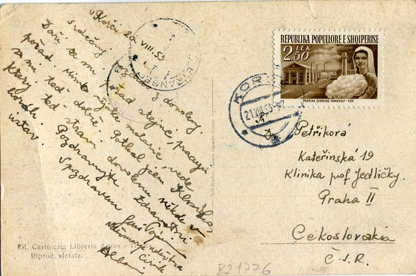 1953 Albania Korce Tirana Postcard - Image 2