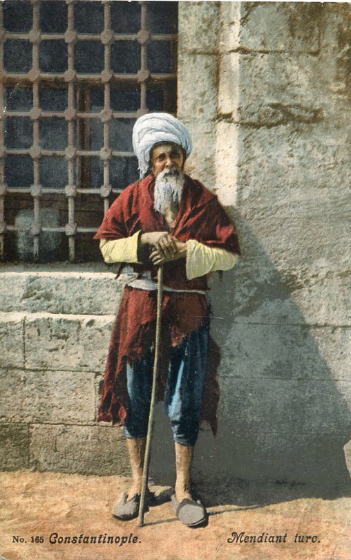 1909 British Levant Istanbul Beggar Postcard