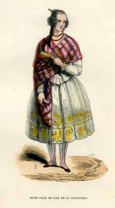 Bahamas Conception Island Girl 1844 Gravure