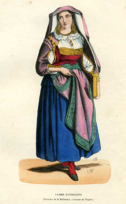 Avigliano Woman Naples 1844 Gravure