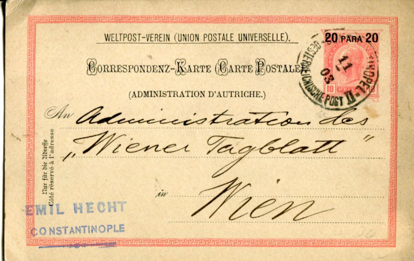 1903 Austria Levant Istanbul Postal Card