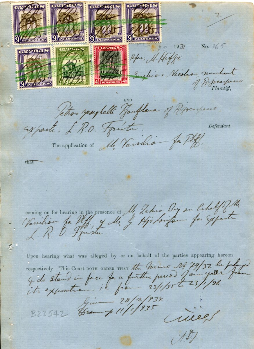 Cyprus Famagusta 1931 Court Multi Frank