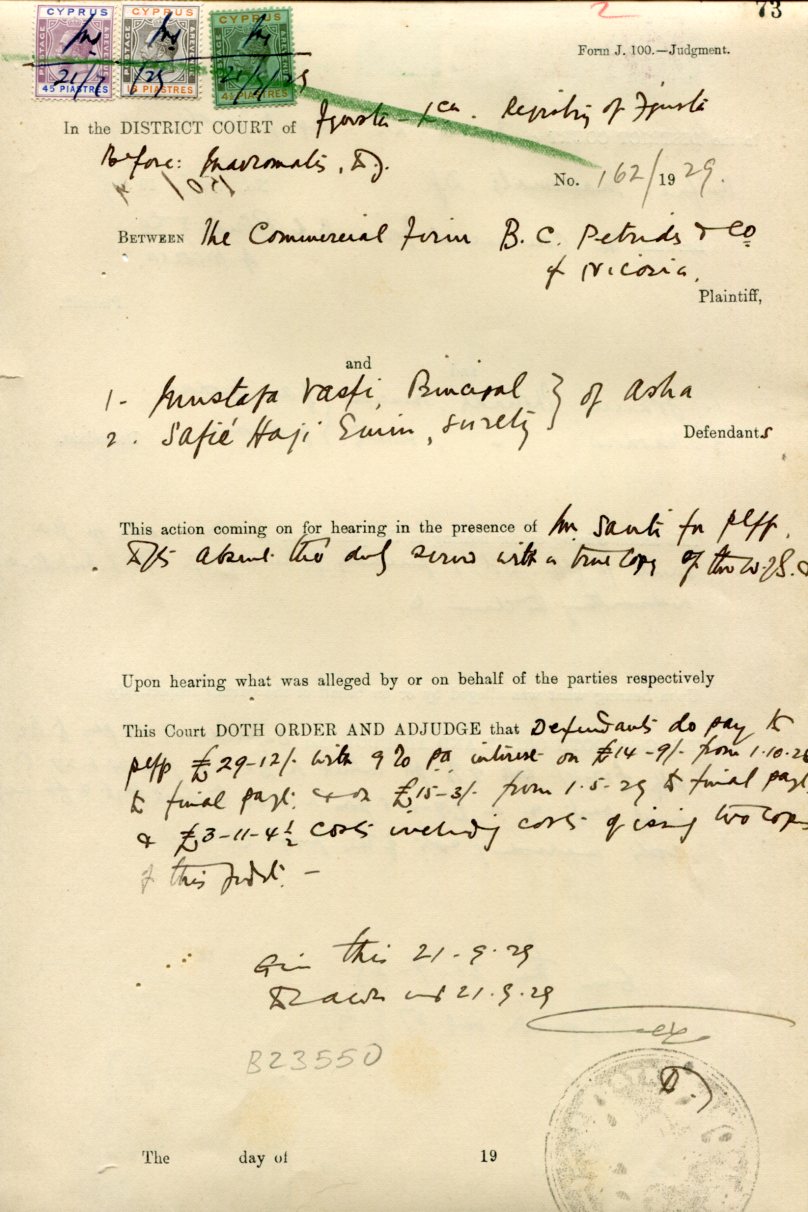 Cyprus Famagusta 1924 KGV to 45pi