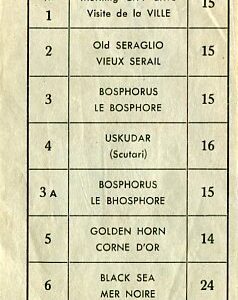 1950s Istanbul Excursion List Thomas Cook