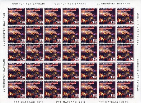 2016 Turkey Republic Anniversary Sheet **