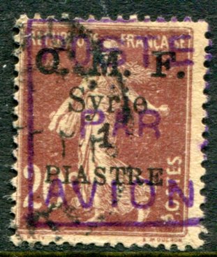 1921 Syria 1pi on 20c Poste Par Avion Used