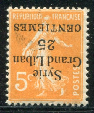 1923 Syria 25c on 5c Surcharge Inverted *