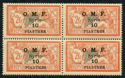 1921 Syria 10pi on 2fr Block 4 Merson */ **