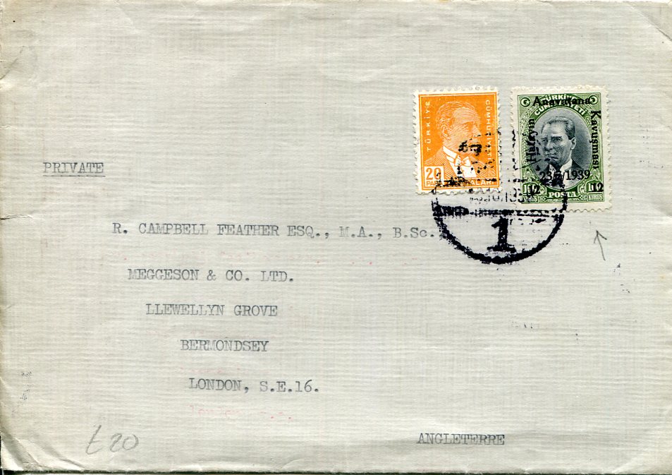 1939 Turkey Cession of Hatay to England