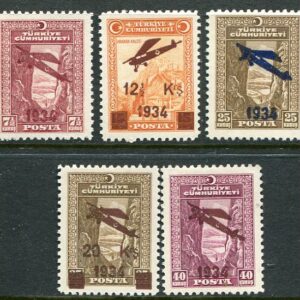 1934 Turkey Aeroplane Surcharged Set **
