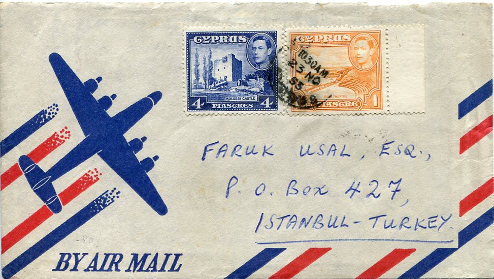 1953 Cyprus Airmail to Istanbul Turkey