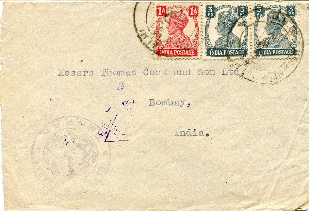 1945 Persia Tehran British Embassy Official Cover to India