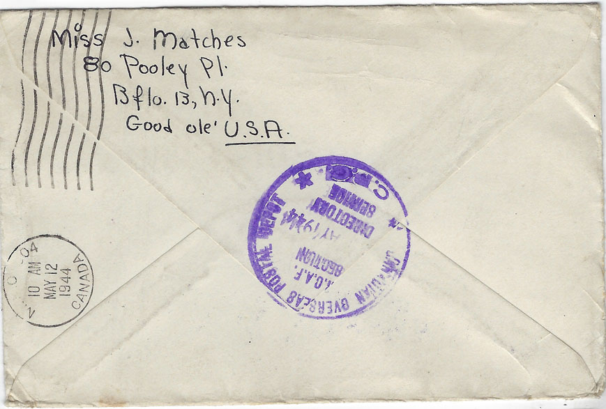 1943 USA Albania Flag to Royal Canadian Air Force UK - Image 2